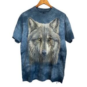 The Mountain Warrior Wolf Blue Tie Dye Tee Shirt Size L S/Sleeve by Paul Jeremy